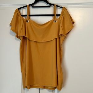 NWOT Mustard yellow on/off the shoulder top.